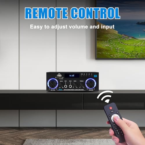 AK50 Bluetooth 5.0 Audio Amplifier 400W 2 Channel Stereo Receiver | with FM, Echo, AUX, USB, SD, MIC Inputs,for Passive Speakers and Active subwoofer - color: black-AK50