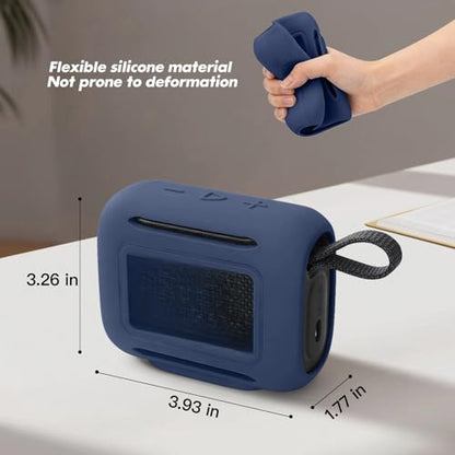 Silicone Cover Case for JBL Go 5 Bluetooth Speaker, Portable Speaker Travel Case Protective Cover Sleeve with Carabiner for JBL Go 5, Dustproof, Shockproof and Scratch-resistant (Navy Blue) - color: Navy Blue