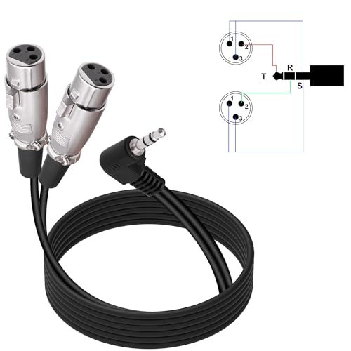3.5mm TRS to XLR Female Microphone Y Splitter Cable 1.8M | 90 Degree 1/8 inch to Dual XLR Audio StereoPatch Cord,for Microphone Mixer Speaker Amplifer - style: female
