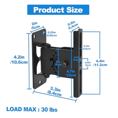 Speaker Wall Mount, Swivel and Tilt, 2 Packs, Hold up to 30lbs | All Metal Column Speaker Mount, Easy DIY Assembly, HD-626 , Black - style: HD-626