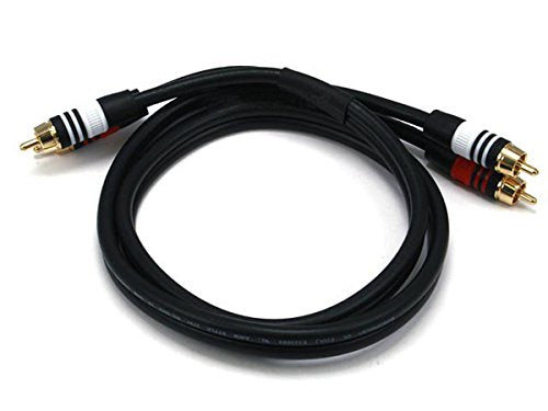 Monoprice Premium Two-Channel Audio Cable - 3 Feet - Black | 2 RCA Plug to 2 RCA Plug 22AWG, Male to Male - size: 3ft