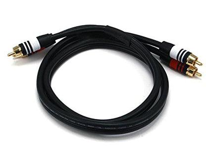 Monoprice Premium Two-Channel Audio Cable - 3 Feet - Black | 2 RCA Plug to 2 RCA Plug 22AWG, Male to Male - size: 3ft