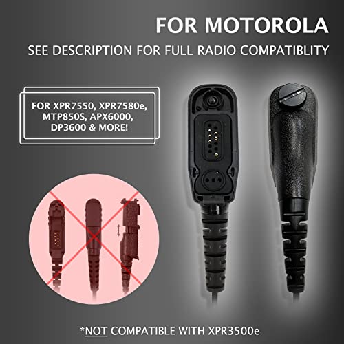 PROMAXPOWER [10-Pack] C-Shape Swivel Earpiece Headset with PTT Button & Microphone for Motorola Two-Way Radios XPR7350e, XPR7550, XPR7580, XiR-P8268, MTP850, APX4000 - size: 10-Pack