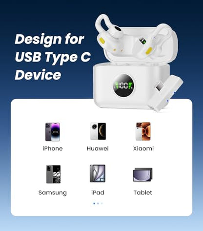 Tisino USB C Wireless Mini Microphone for iPhone & Android Vlog Mic-White - color: White