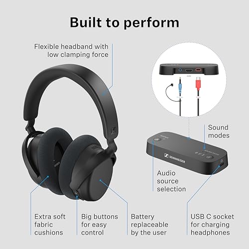 Sennheiser RS 255 TV Headphones + Transmitter Bundle Virtual Surround Sound - style: Headphone/Transmitter Bundle