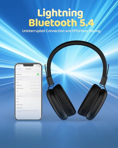 awatrue Kids Over-Ear Bluetooth Headphones, 85dBA Safe Volume, Black | Built-in Microphone, Bluetooth 5.4, Foldable, 50H Playtime, USB-C Charging - color: Black