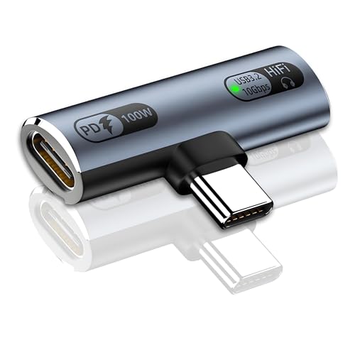USB C Splitter,2 in 1 Dual USB C Headphone and Charger Adapter | 100W PD Fast Charging 10Gbps Data Transfer with DAC Chip for iPhone 16/15 Series,Galaxy S24,iPad,MacBook(Gray)
