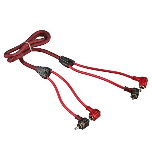 DS18 R3.L 100% Oxygen Free Copper OFC Ultra Flex 2-Channel RCA with 90 Degree Ends - Dual Twist Wire Noise Reducing Audio Cable for Amplifiers, Subwoofers, Speakers - 3 FT