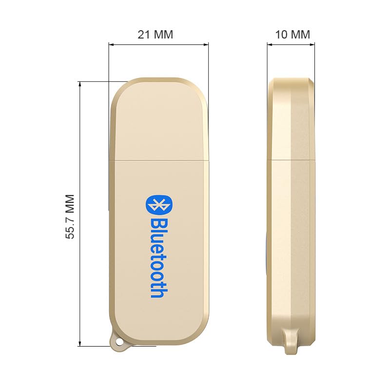 mini Bluetooth 5.3 Cars Adapter, USB Bluetooth Receiver with Stereo Wireless 3.5mm Aux Jack Adapter Hands-Free Car Kit Built-in Mic for Car, Home Stereo and More - color: yellow