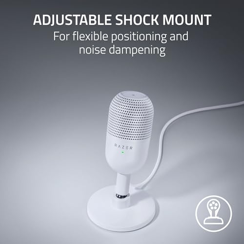 Razer Seiren V3 Mini USB Microphone: Condenser Mic-Supercardioid Pickup Pattern-Tap-to-Mute Sensor with LED Indicator-Shock Absorber-Ultra Compact-PC,Discord, OBS Studio, XSplit-White (Pack of 10) - size: Mini (Pack of 10)