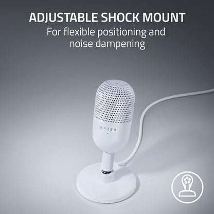 Razer Seiren V3 Mini USB Microphone: Condenser Mic-Supercardioid Pickup Pattern-Tap-to-Mute Sensor with LED Indicator-Shock Absorber-Ultra Compact-PC,Discord, OBS Studio, XSplit-White (Pack of 10) - size: Mini (Pack of 10)