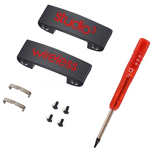 Studio 3 Replacement Parts as Same as the OEM Accessories Hinge Durable Repait Kit Compatible with Beats Studio3 (A1914), Studio2 Wired/Wireless, Studio Pro (A2924) Headphones (Defiant Black-Red) - color: Defiant Black-Red