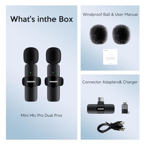 Wireless Mini Microphone for iPhone Android, Lapel Mic for Video Recording