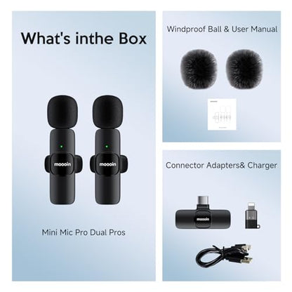 Wireless Mini Microphone for iPhone Android, Lapel Mic for Video Recording