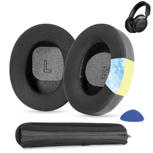 QC Ultra Ice Silk Earpads Headband Cushions for Bose QuietComfort Ultra | Cooling Gel Fabric Ear Pads Replacement Thickness Covers Noise Isolation - Black