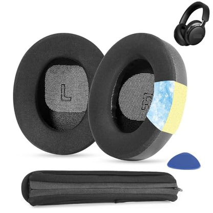 QC Ultra Ice Silk Earpads Headband Cushions for Bose QuietComfort Ultra | Cooling Gel Fabric Ear Pads Replacement Thickness Covers Noise Isolation - Black
