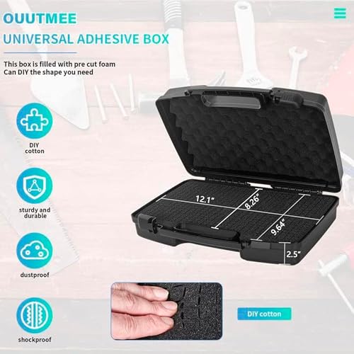Portable Hard Case 12.2" x 9.85" x 3.77" with Customizable Diced Foam | Protects for Equipments, Electronics, Tools, Microphones, Recorder and More - size: 12"