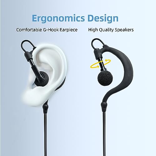 Split-Wire Earpiece - Headset Surveillance with Mic Compatible with 2 Pin Walkie Talkie Two Way Radio
