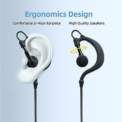 Split-Wire Earpiece - Headset Surveillance with Mic Compatible with 2 Pin Walkie Talkie Two Way Radio
