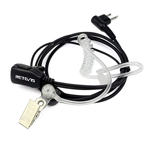 Retevis Acoustic Tube Walkie Talkie Earpiece with Mic, 2 Pin(1 Pack) | Compatible with Motorola CP100/CP100D/CP185/CP200/CP200D/ GP300/GP2000/BRP40/DLR1060 Walkie-talkies, Two Way Radio Earpiece