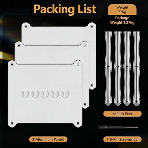 HiFi Audio Rack - 3 Tier Mini Desktop Component Rack with Vented Holes, Aluminum Alloy for DAC Amplifiers and Audio Equipment