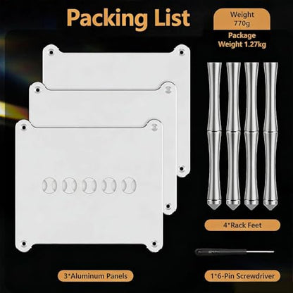 HiFi Audio Rack - 3 Tier Mini Desktop Component Rack with Vented Holes, Aluminum Alloy for DAC Amplifiers and Audio Equipment