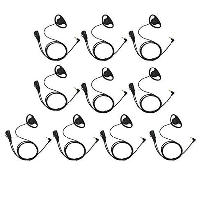 D Shape Clip-Ear Earpiece PTT with Mic Compatible with Motorola Talkabout T200 T400 T600 T800 T260TP MH230R MR350R MS350R MT350R MH230TPR MJ270R FRS/GMRS Two-Way Radios (10 Pcs) - size: 10 Pcs