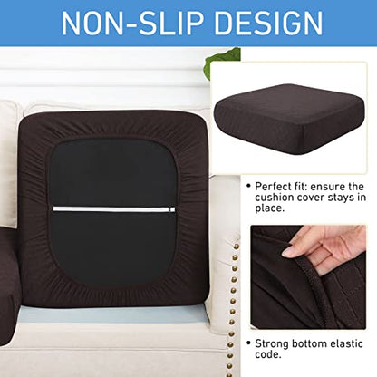 Jacquard Couch Cushion Covers, L Shape Sectional Sofa Slipcovers | Diamond Lattice, L Shape Sectional Fit, Washable, Chaise Cushion Cover, Sofa Protection (1 Piece for Chaise) - color: Brown, size: Chaise (1 Piece)