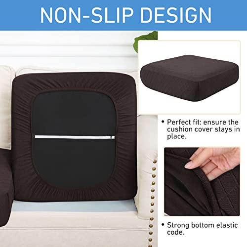 Jacquard Couch Cushion Covers, L Shape Sectional Sofa Slipcovers | Diamond Lattice, L Shape Sectional Fit, Washable, Chaise Cushion Cover, Sofa Protection (1 Piece for Chaise XL) - color: Brown, size: Chaise XL (1 Piece)