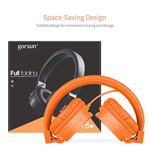 Kids Headphones, Lightweight Stereo Wired Toddler Headphones，Adjustable Headband Children's Headset for Smartphones Computer Pad Earphones(Orange) - color: Orange