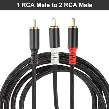 DMiotech RCA Y Cable 10ft, 1 RCA Male to 2 RCA Male Y Splitter Stereo Audio Subwoofer Cable for Home Theater, HDTV, Speakers, Hi-Fi Systems, Amplifiers - size: 10ft