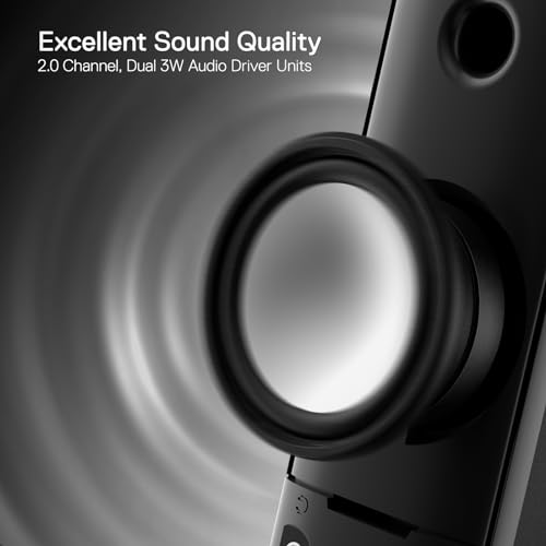 Redragon GS550 PC Gaming Speakers 2.0 Channel Stereo Enhanced Sound, Black | Compact Maneuverable Size, Headphone Jack, Decent Red Backlight, Plug & Play USB Powered Desktop Computer Speaker - color: Black