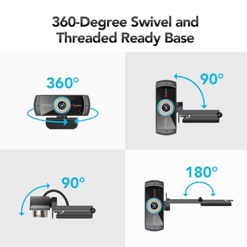 Angetube PC 1080P Webcam with Mic, USB Camera for Video Calling & Recording | for Video Conference Online Teaching Business Meeting, Compatible with Computer Desktop Laptop MacBook, for Windows Mac Linux