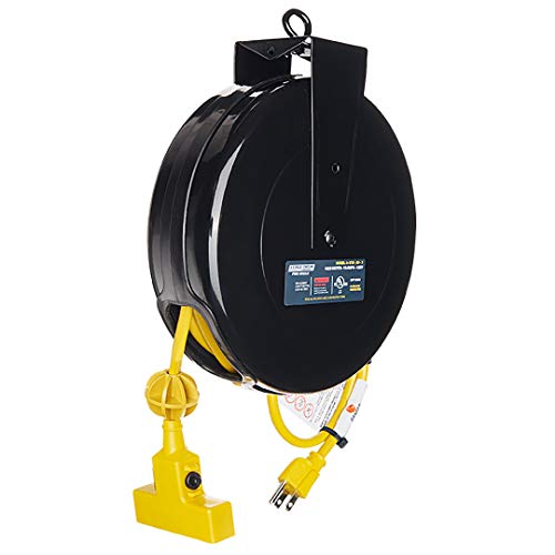 STX-30-3 30 ft. 16 by 3 Retractable Triple Tap Power Cable Reel - Yellow