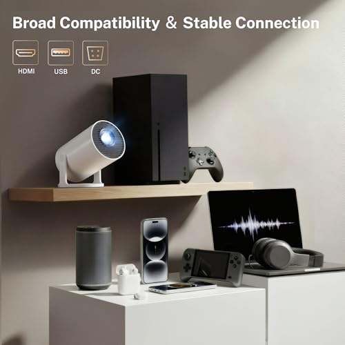 [2026 Upgraded] Mini Projector 4K Supported, Built-in App, Android TV OS X1 - color: White