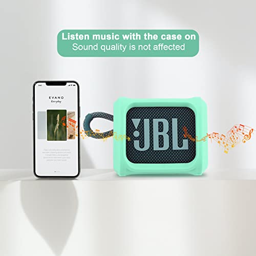 Silicone Case for JBL Go 3 Portable Speaker with Removable Strap for Bike Golf Cart Travel Carrying Case Protective Sleeve Speaker Cover(Mint Green) - color: Teal