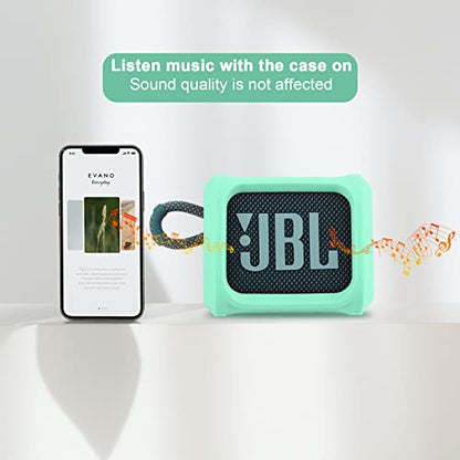 Silicone Case for JBL Go 3 Portable Speaker with Removable Strap for Bike Golf Cart Travel Carrying Case Protective Sleeve Speaker Cover(Mint Green) - color: Teal