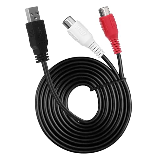 1.5M USB to 2 RCA Adapter, USBs Male to 2 RCA Female Audio Cable Converter 2RCAs Left Right Audio Channel Cable for Have Signal Conversion Function TV Pc DVD Digital Cameras