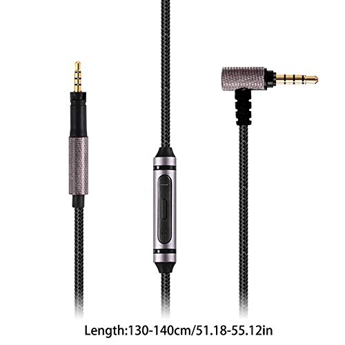 Replacement Audio Cable line 1.5m for Sennheiser Momentum 2 1.0 2.0 3.0 HD 4.40 BT HD4.50 HD4.30i hd 400s 3.5 to 2.5mm Headphones Cable Wire with Mic Control for iPhone iOS Android