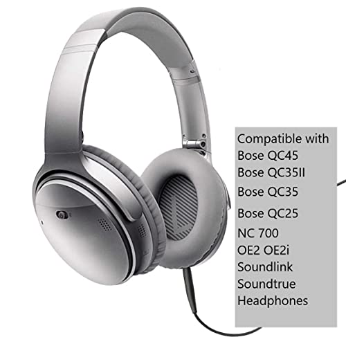 Replacement Audio Cable Cord, Extension Wire 3.5mm to 2.5mm for Bose QuietComfort QC45 QC35II QC35 QC25 NC 700 Soundlink Soundtrue Headphones Black - style: No mic
