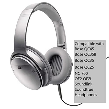 Replacement Audio Cable Cord, Extension Wire 3.5mm to 2.5mm for Bose QuietComfort QC45 QC35II QC35 QC25 NC 700 Soundlink Soundtrue Headphones Black - style: No mic