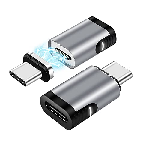 Magnetic USB C Adapter 2 Pack 24 Pin Mini Magnetic USB C Adapter Connector Straight 100W PD Fast Charge 20Gbs Data Transfer USB3.1 - color: magnetic usb c adaptr 2pack
