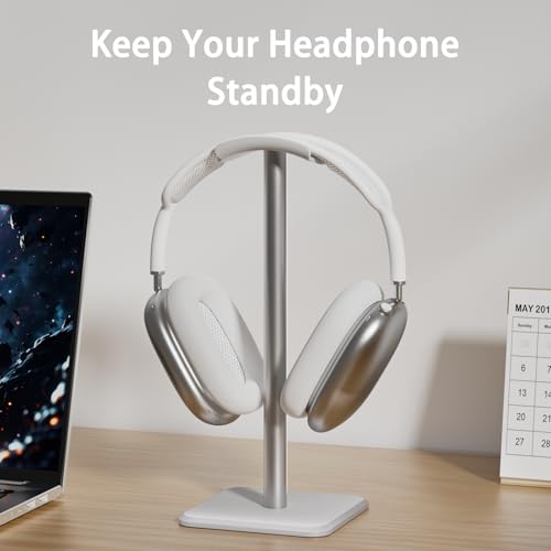 Headphone Stand - Headset Stand with Aluminum Hanger (White) | Headphone Holder for AirPods Max, Sony, Bose, Beats and More - color: White