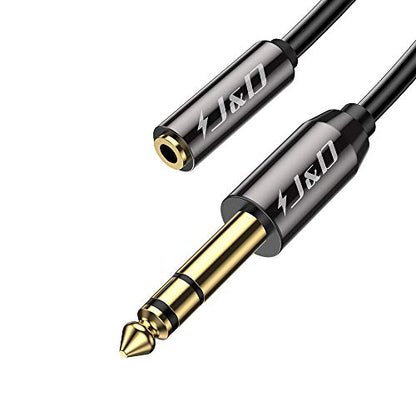 J&D 6.35mm (1/4 inch) to 3.5mm (1/8 inch) Headphone Jack Adapter 3 Feet, Gold Plated 3.5mm Female TRS to 6.35mm Male TRS Stereo Audio Cable for Guitar Amp, Amplifiers, Headphones Extension Cable - size: 3 Feet