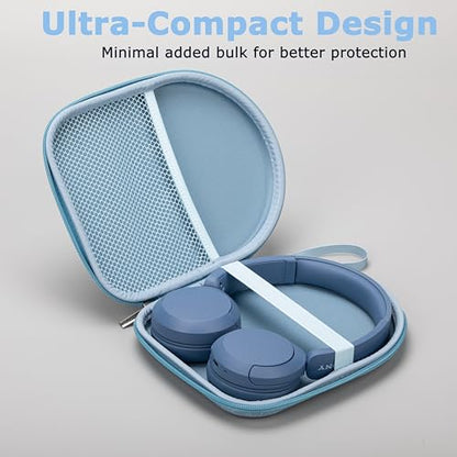 Ginsco Case Compatible with Sony WH-CH520 Wireless Headphones Bluetooth On-Ear Headset with Microphone, with JBL Tune 510BT/520BT/500BT Ultra-Slim Hard Shell Case for On Ear Headphones (Light Blue) - color: Light Blue