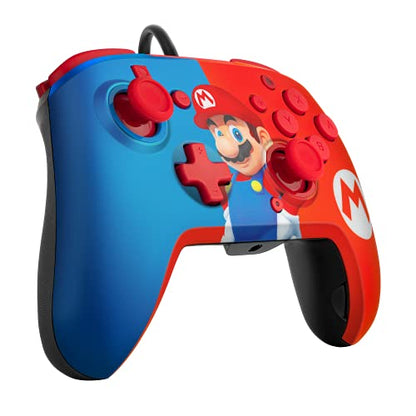 PDP REMATCH Enhanced Wired Power Nintendo Switch Pro Controller, Officially Licensed Switch Lite/OLED Compatible Gamepad, Customizable Programmable Buttons, Super Mario Power Pose (Red & Blue) - color: Red & Blue Mario