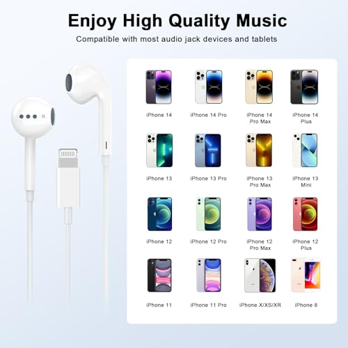 2 Pack for iPhone Headphones Wired Earbuds/Earphones with Built-in Remote to Control Music, Phone Calls, and Volume Compatible with iPhone 14 13 12 11 Pro Max XS XR X 8 7 6