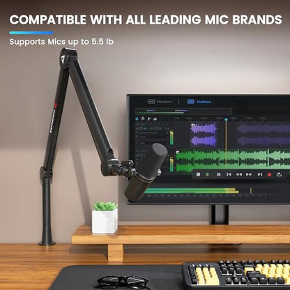 Boom Arm Stand THRONMAX S8 Mic Stand for Game Streaming and Broadcasting/Sturdy and Universal Mic Arm with 1/4“，3/8" to 5/8" Adapter，All-Metal and Fully Adjustable Mic Arm