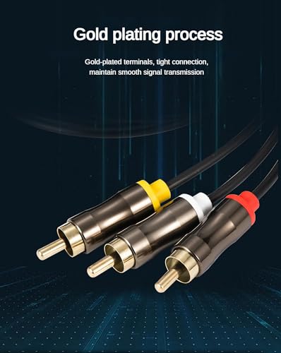 3RCA to 3RCA Cable 10ft, Gold Plated 3RCA AV Cable, High Performance Audio Video Cable for Home Theater, DVD Player, HDTV, Subwoofer - 3m/10ft, Shielded, Lossless Transmission, TPE Jacket