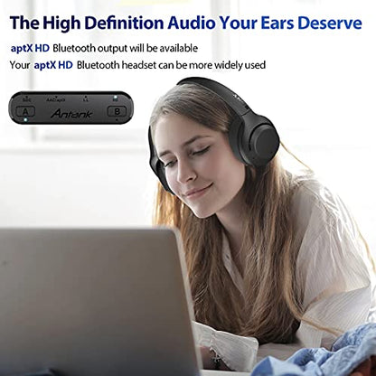 Antank Bluetooth Audio Transmitter (USB Type-C) Support aptX-HD aptX Low Latency AAC Compatible with Nintendo Switch/Lite/OLED/ PS4/ PS5/ PC Bluetooth Adapter with in-Game Chat Microphone